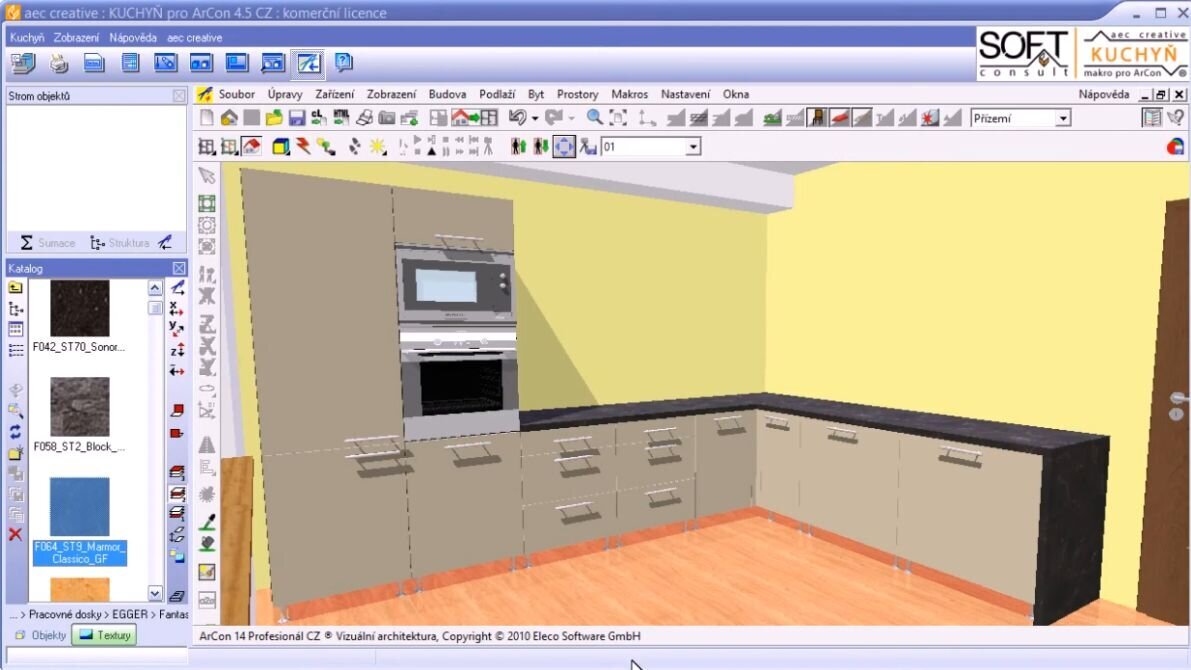 Kuchyň pro ArCon: vkládání pracovní desky