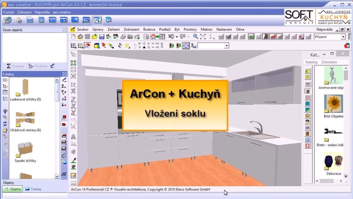 Kuchyň pro ArCon: vložení soklu