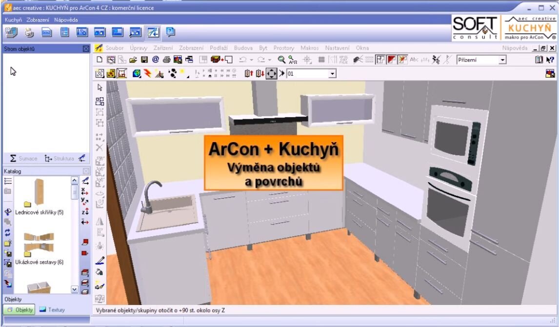 Kuchyň pro ArCon: výměna objektů a povrchů